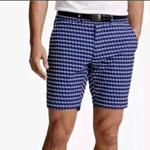 Polo Ralph Lauren RLX Shorts 42 Printed Sailboat Navy Blue Tailored Fit Golf